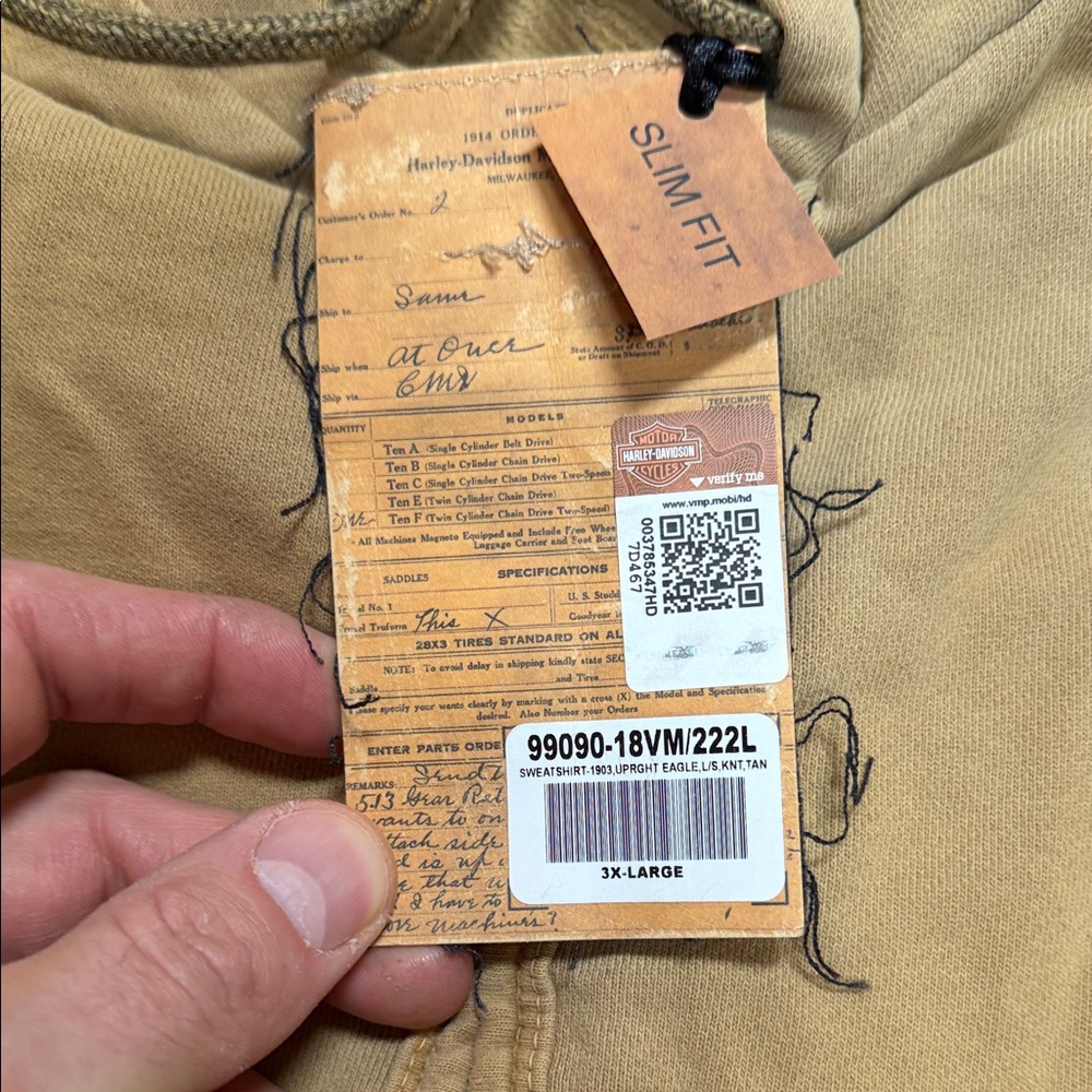 Harley-Davidson sweatshirt-1903 Upright Eagle Tan knit - Picture 3 of 7